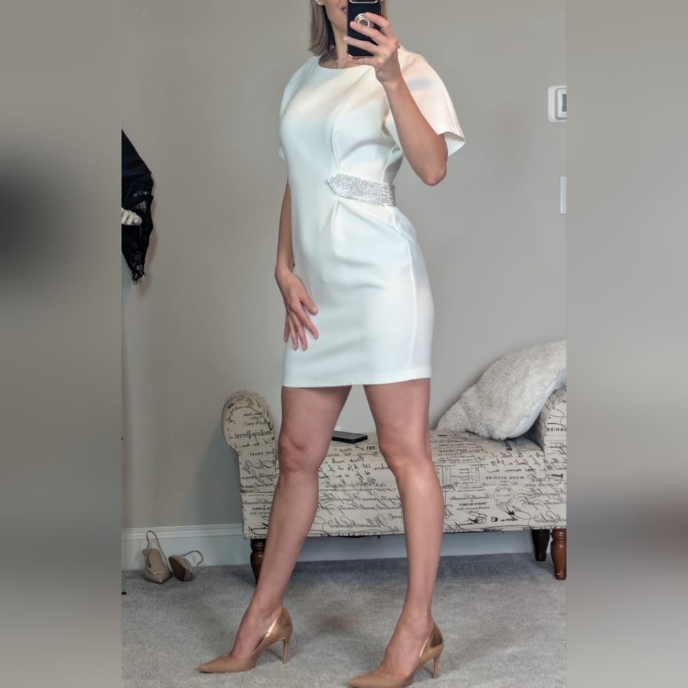 Elegant White Dress with Silver Accents